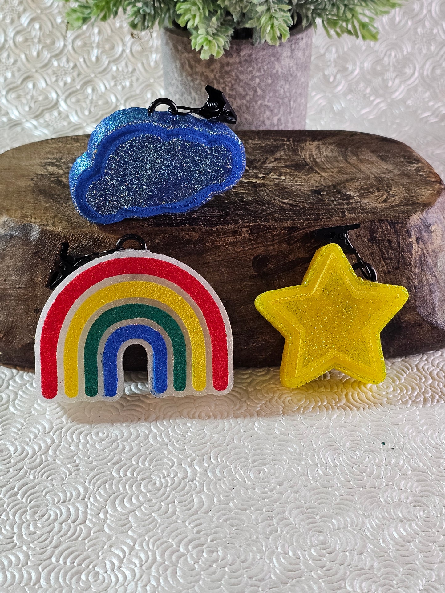 RTS {Rainbow, Star, Cloud set with BLACK FROST FRAGRANCE} 3 Piece Freshie Vent Set *