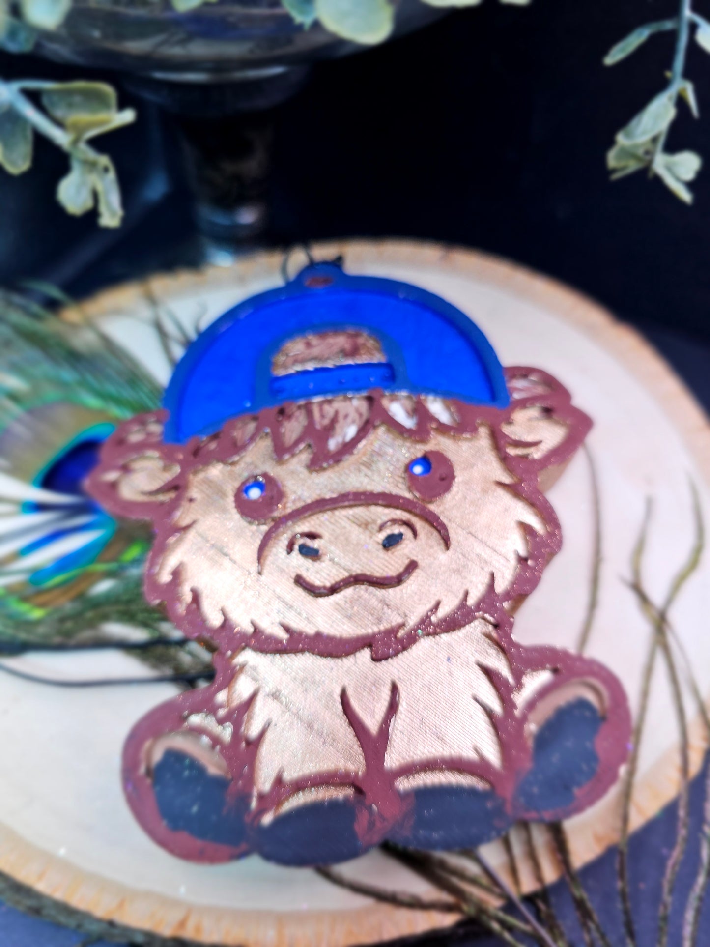 RTS - Highland Cow with Ball Cap- {Jake Scent}- Freshie