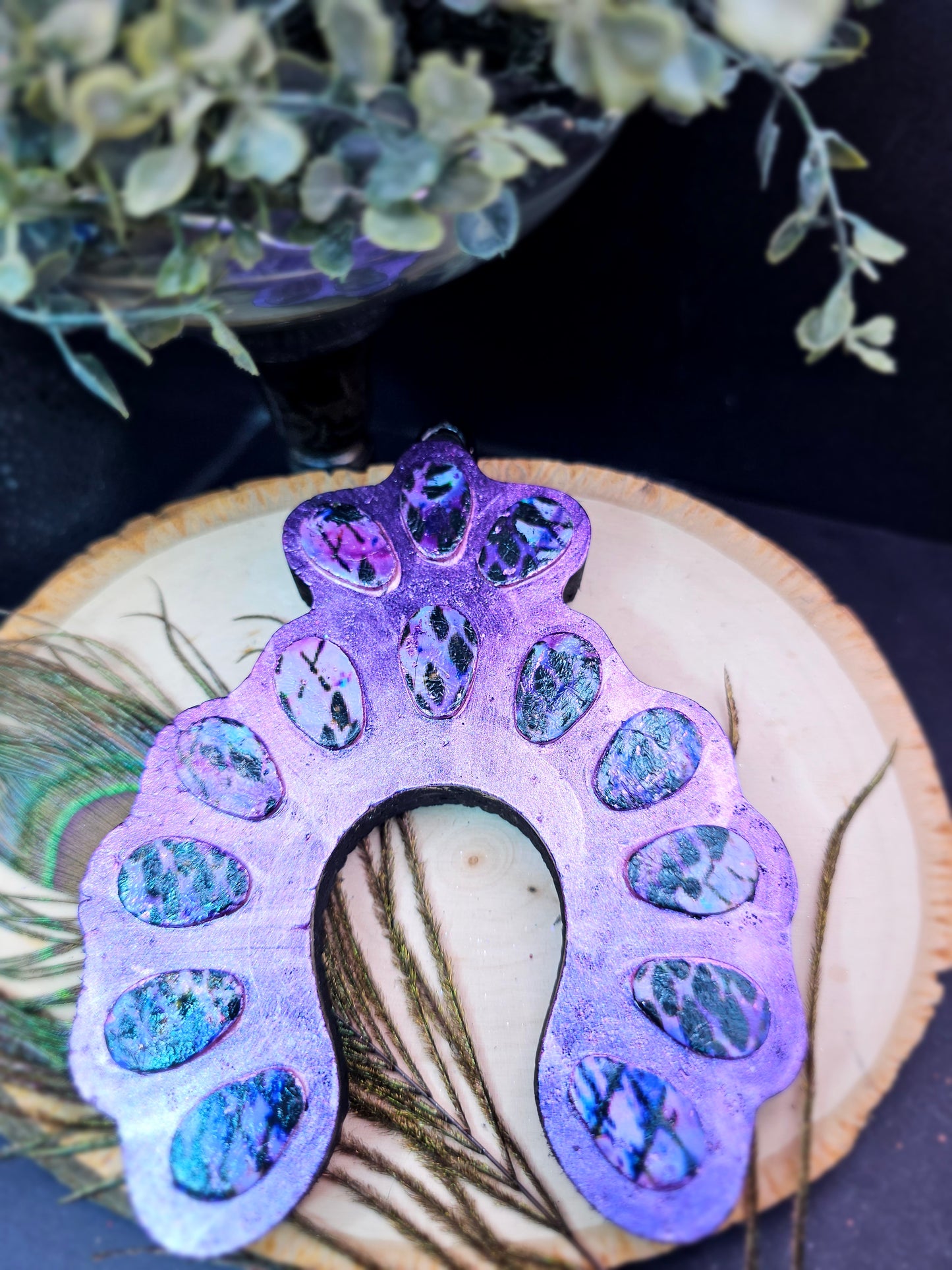RTS -Purple and Black Horseshoe- {Sandalwood Vanilla Scent} - freshie