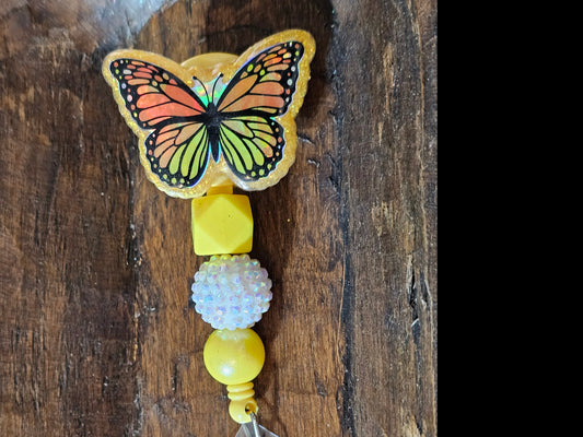 RTS {Yellow Butterfly} Beaded Badge Reel