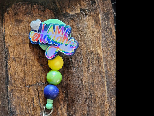 RTS {I Am Enough} Beaded Badge Reel