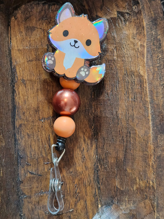 RTS {Fox} Beaded Badge Reel