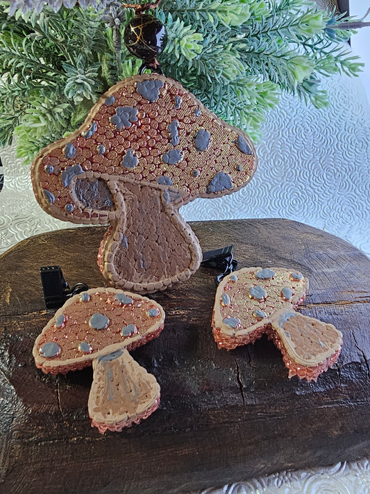 RTS Mushroom Trio {Eucalyptus Mint and Rain FRAGRANCE} Three Piece Freshie Set