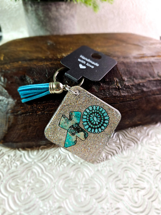 RTS {Turquoise Joy} Beaded Keychain