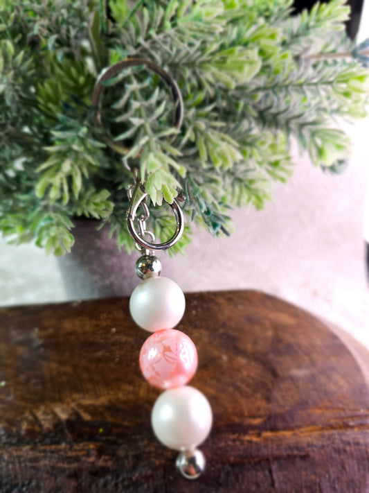 RTS {Pink and White Bubblegum} Beaded Keychain