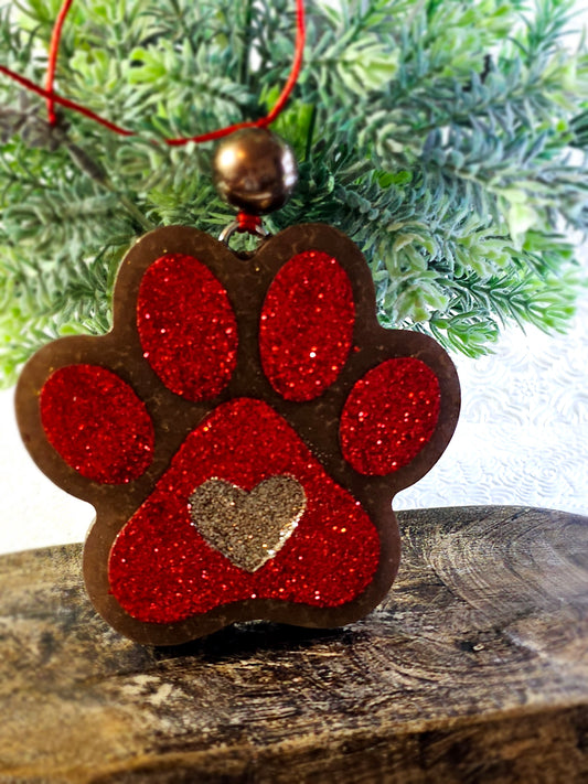 RTS Red Paw Print- {Eucalyptus Mint and Rain FRAGRANCE} Freshie *