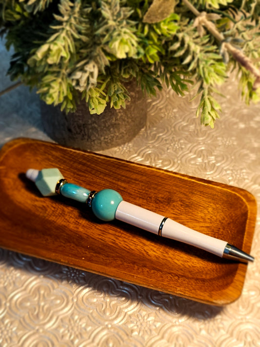 RTS {Seafoam Smiles} Beaded Pen