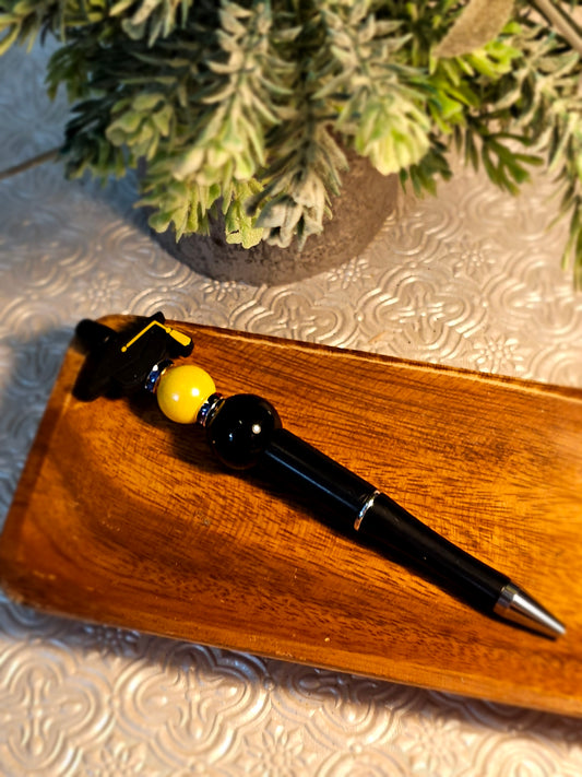 RTS {Black and Yellow Graduation} Beaded Pen