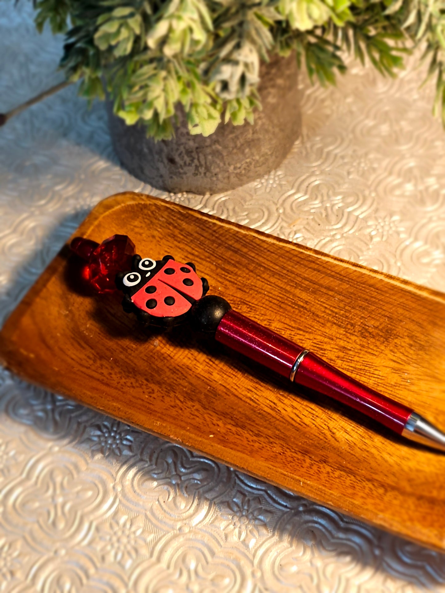 RTS {Lady Bug} Beaded Pen