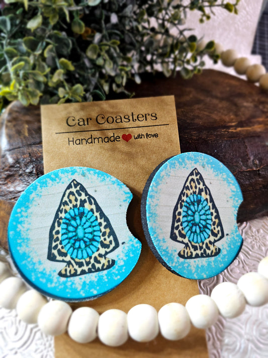 RTS {Turquoise Arrow}set of 2 Neoprene Coasters