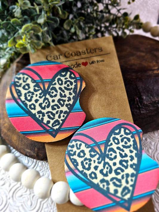 RTS {Serape Hearts} set of 2 Neoprene Coasters