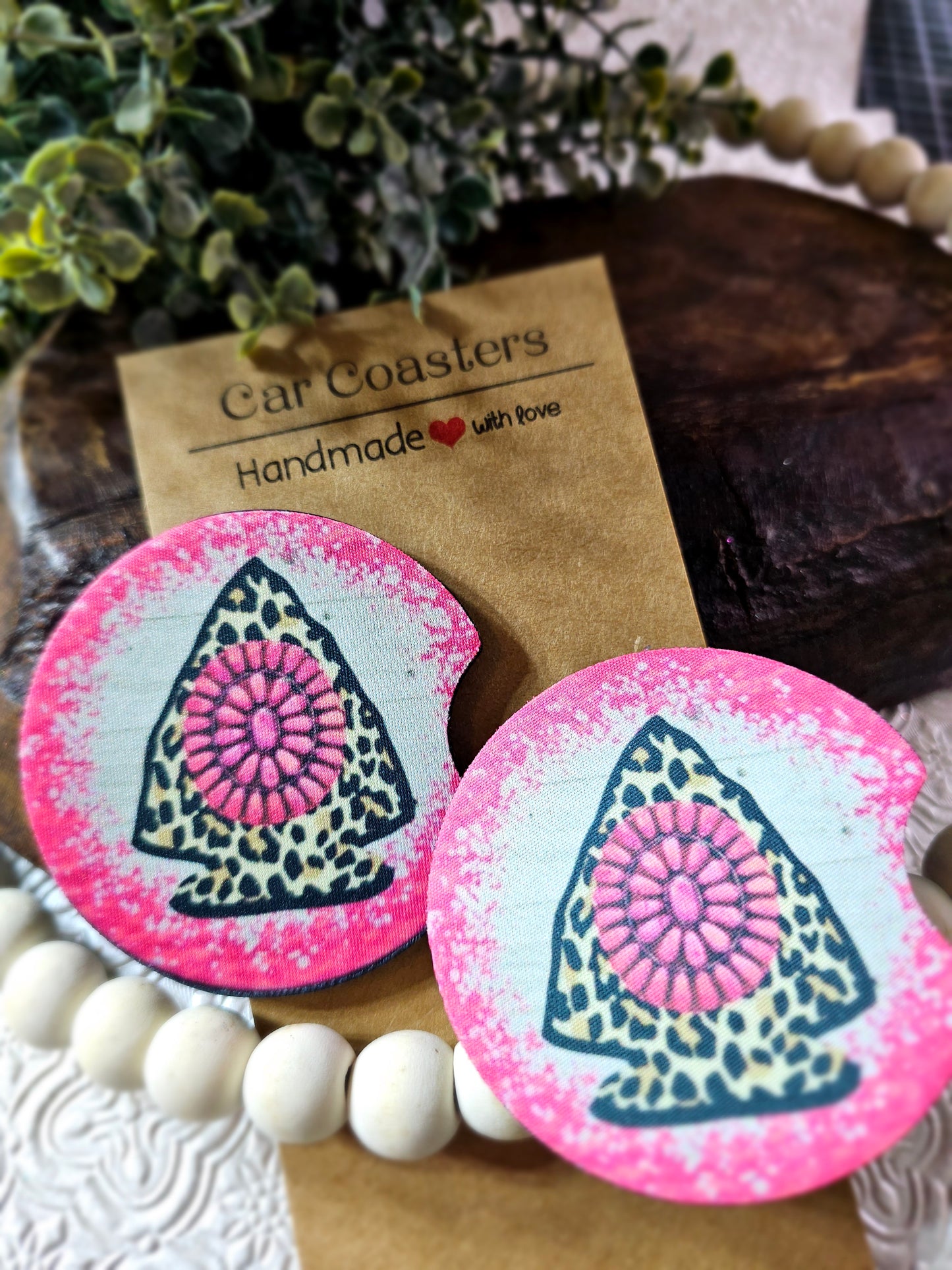 RTS {Pink Arrow Head} set of 2 Neoprene Coasters