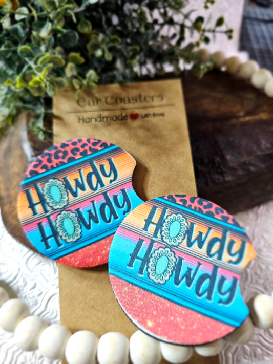 RTS {HOWDY serape) Set of 2 Neoprene Coasters