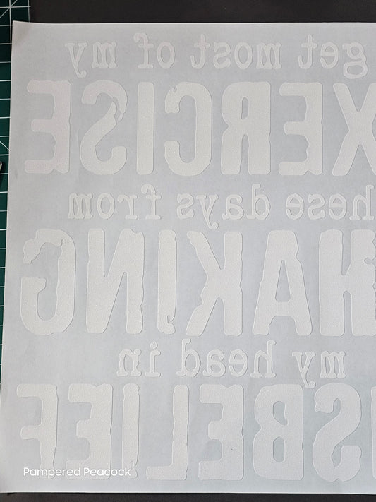 {I get most of my Exercise these days from Shaking my head in Disbelief- WHITE INK}- T- Shirt - RTC