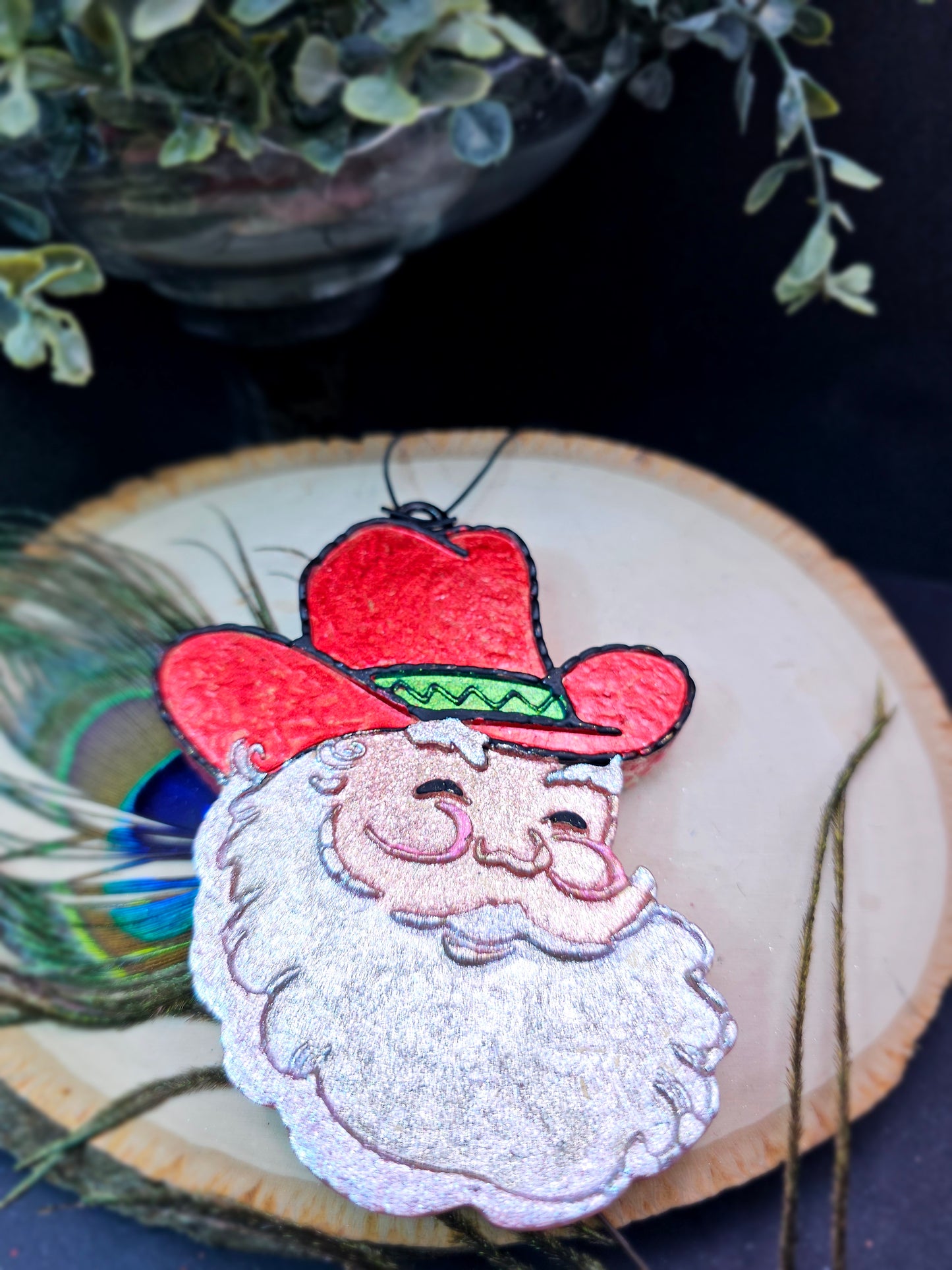 RTS - Santa in Red Cowboy Hat- {Pink Sands}