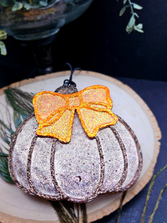 RTS- Pumpkin with Bow, brown base and orange bow- {Vanilla Pumpkin Marshmallow} - freshie