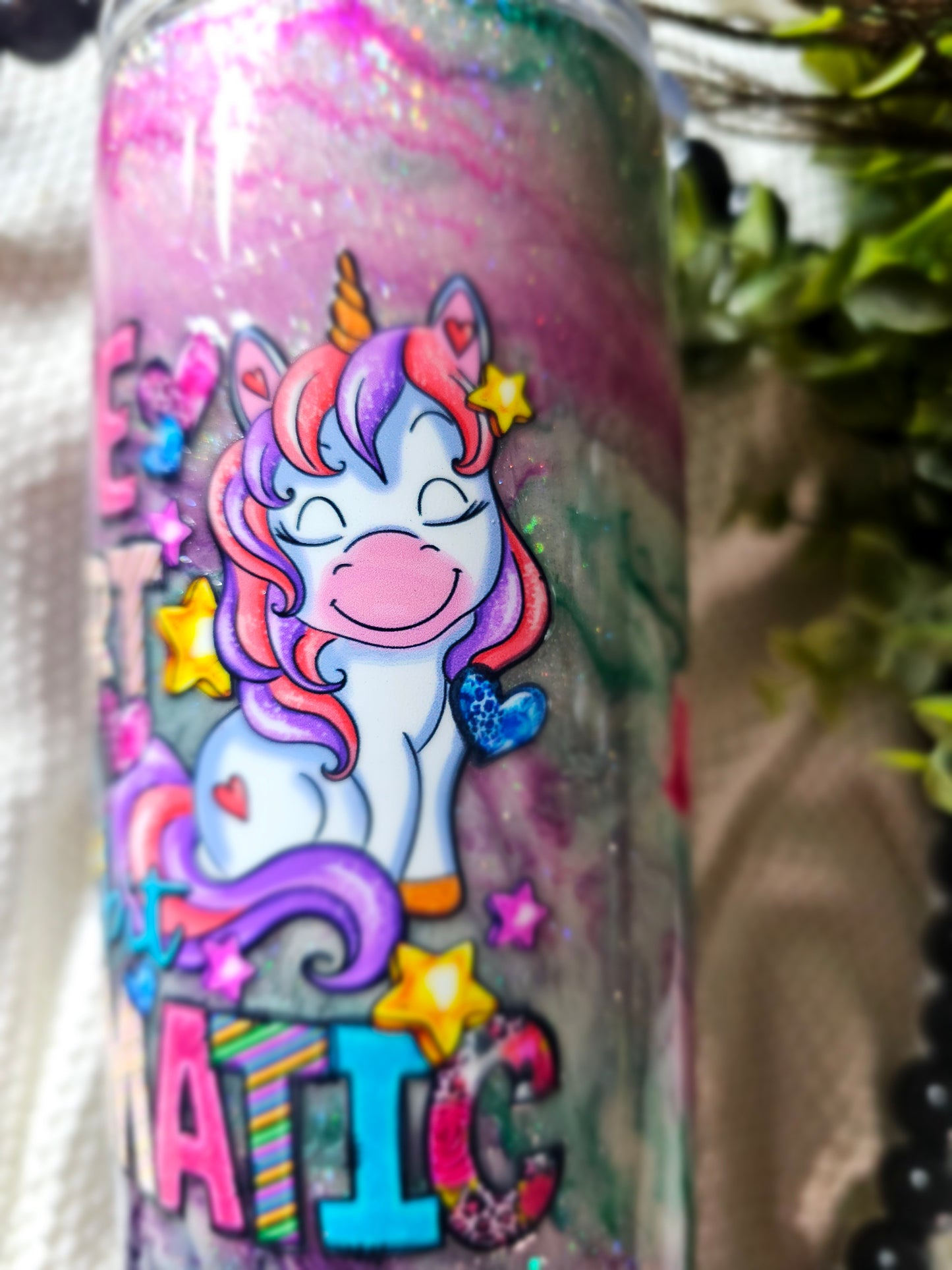 RTS - LISTING #20-17- {"Cute Smart and a Little Dramatic"- Unicorn on ink swirl}