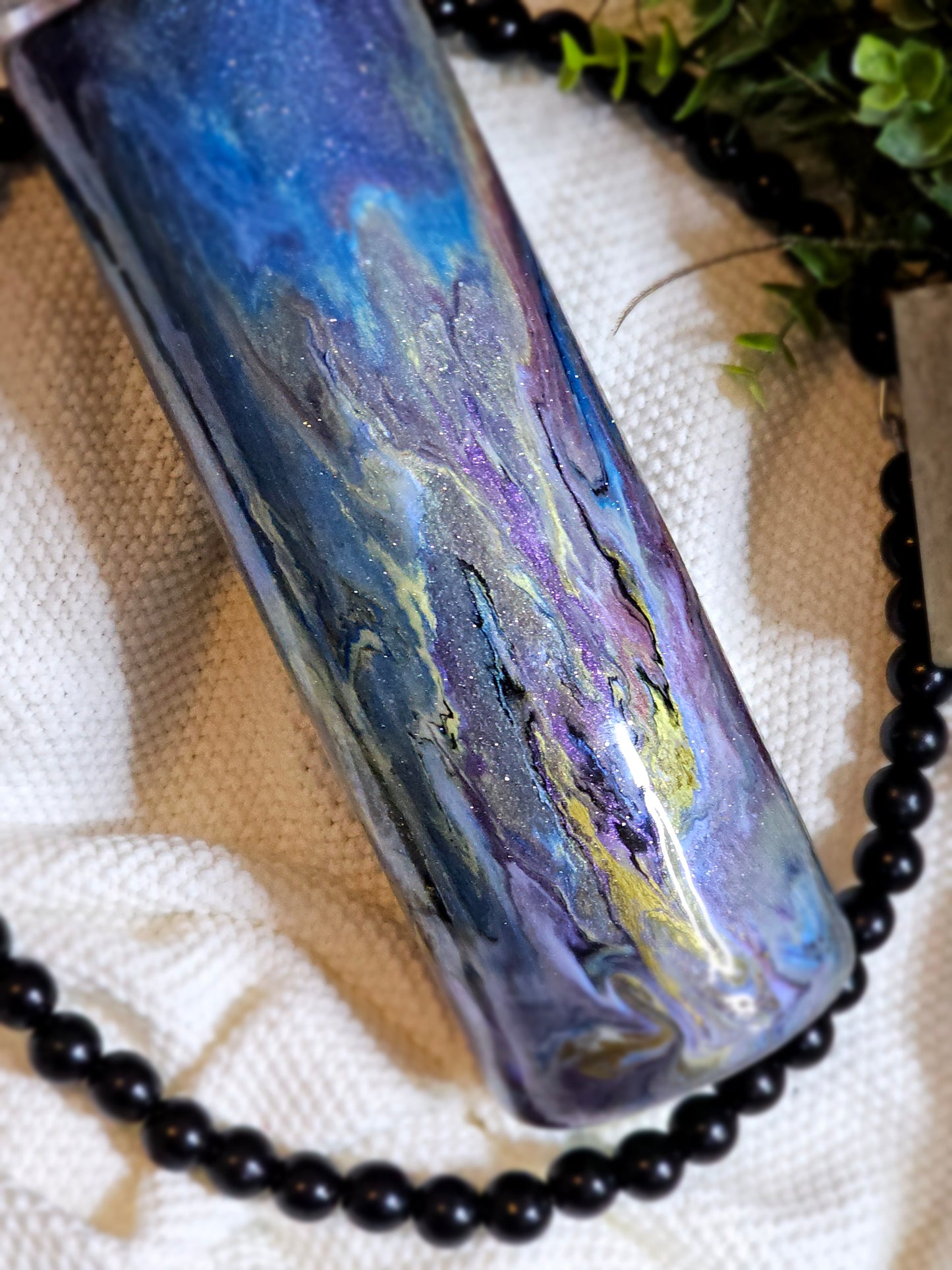 RTS - LISTING #30-11 - {INK DROP- with Blues, lilac, and pale gold} Tumbler