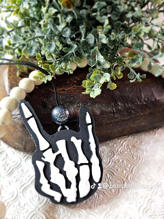 RTS- Skully Hand- {LEATHER and LACE FRAGRANCE} Freshie